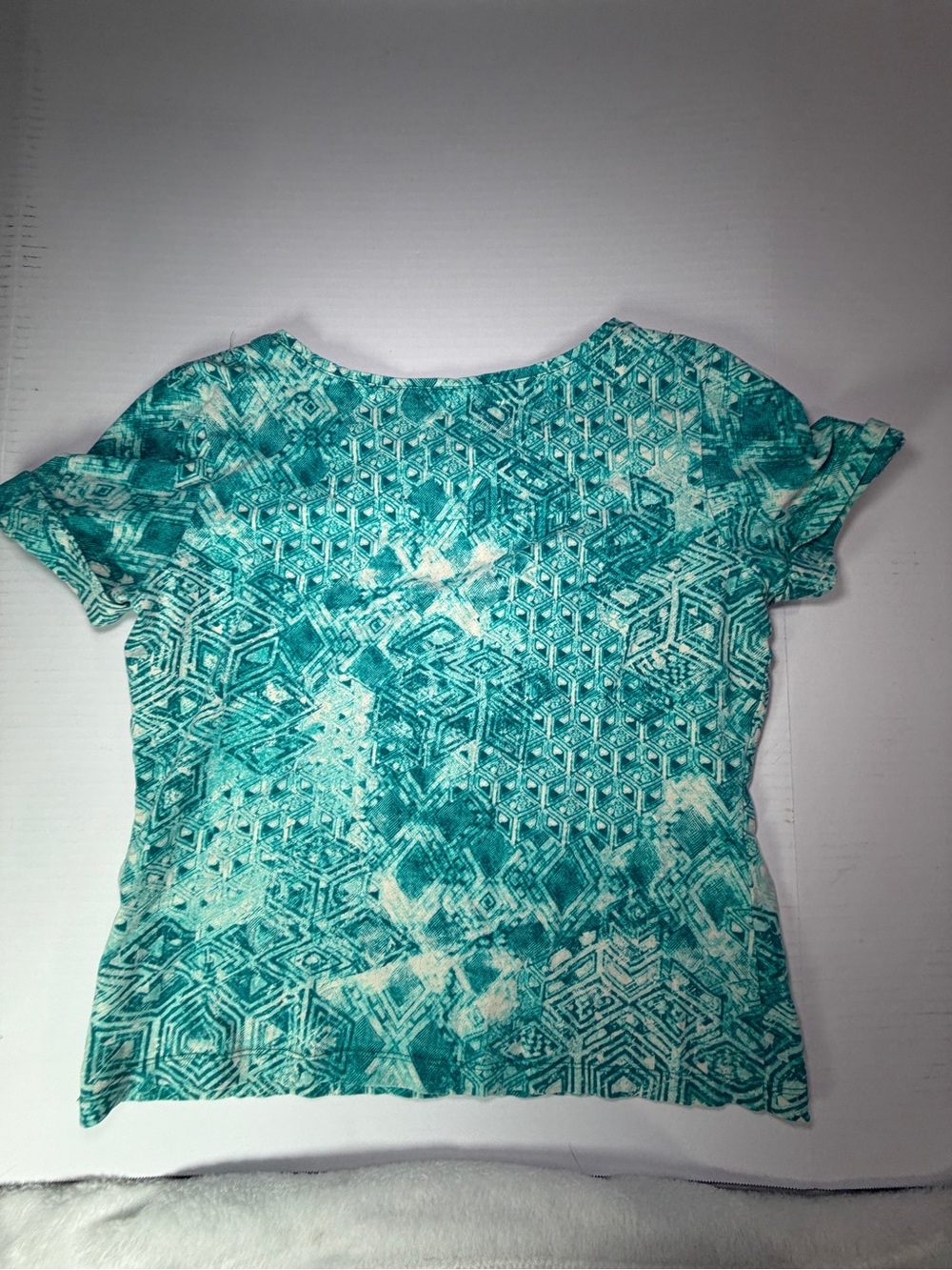 Ruby Rd. Turquoise Patterned Short Sleeve Tee - Picture 5 of 5